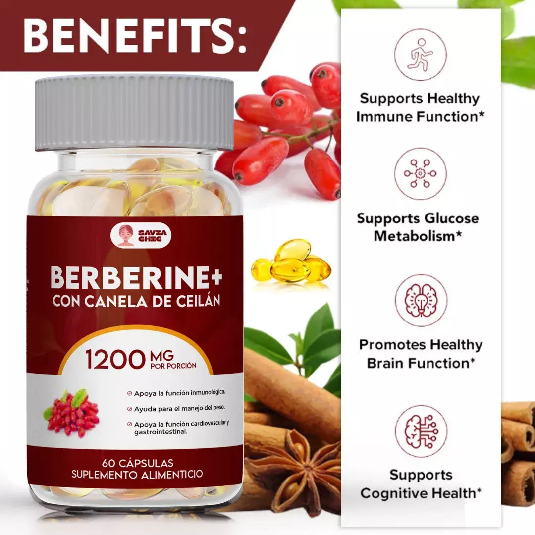 Berberina para Quemar Grasa y Controlar el Peso 1200mg