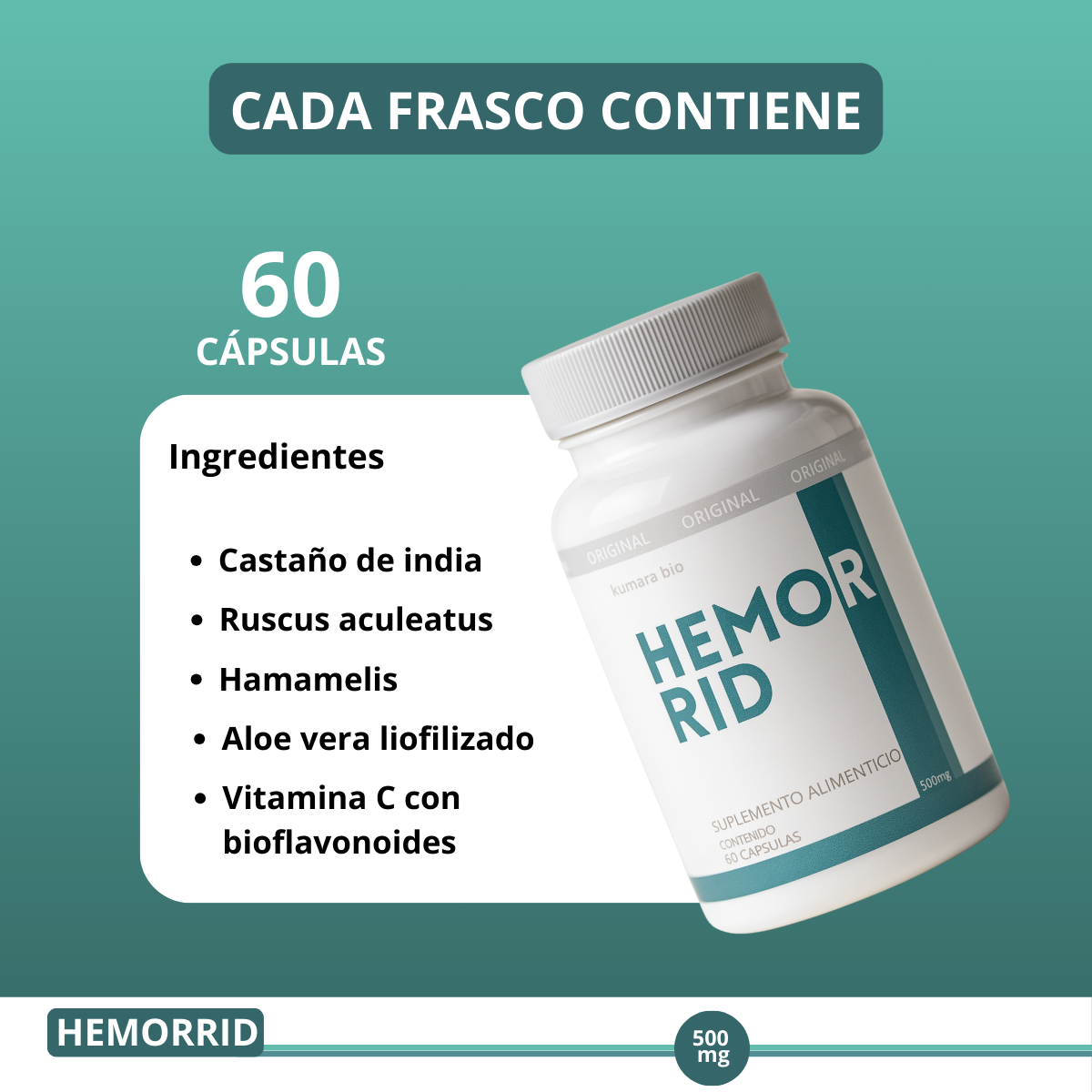 Kumara Hemorrid Alivio Rápido de Hemorroides 500mg