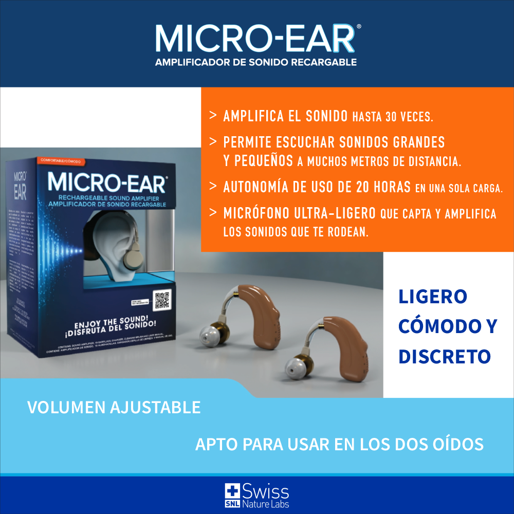 Micro-Ear Amplificador Auditivo Intensifica Sonidos 2 Und.