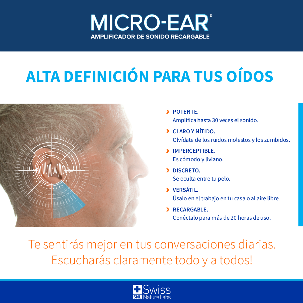 Micro-Ear Amplificador Auditivo Intensifica Sonidos 2 Und.