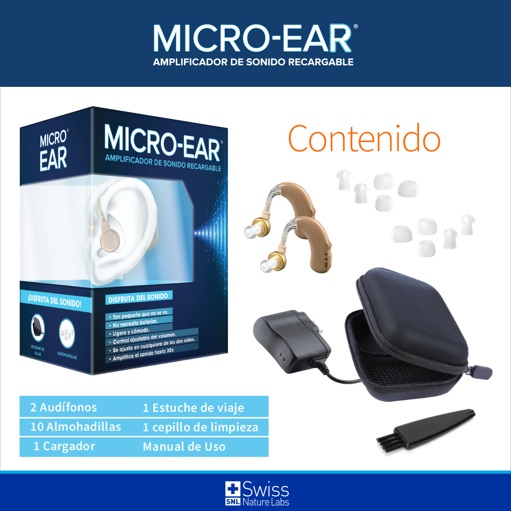 Micro-Ear Amplificador Auditivo Intensifica Sonidos 2 Und.