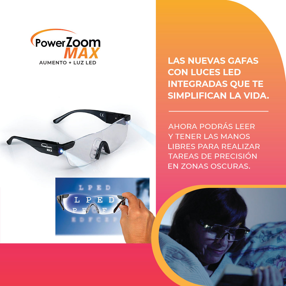 Power Zoom Max Gafas Aumento con luz LED