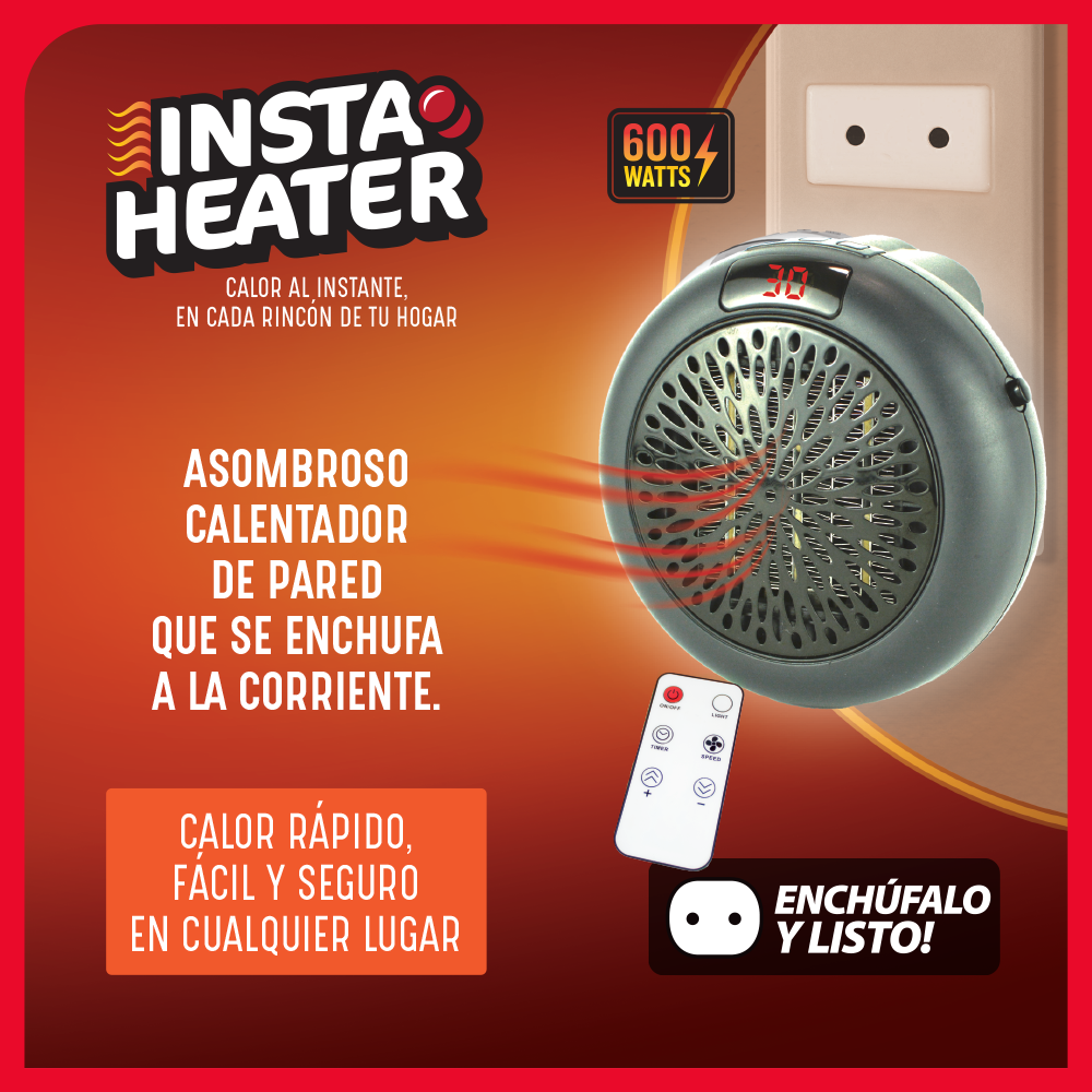 Insta Heater Calentador Electrico Portátil 600 Watts 1 Und