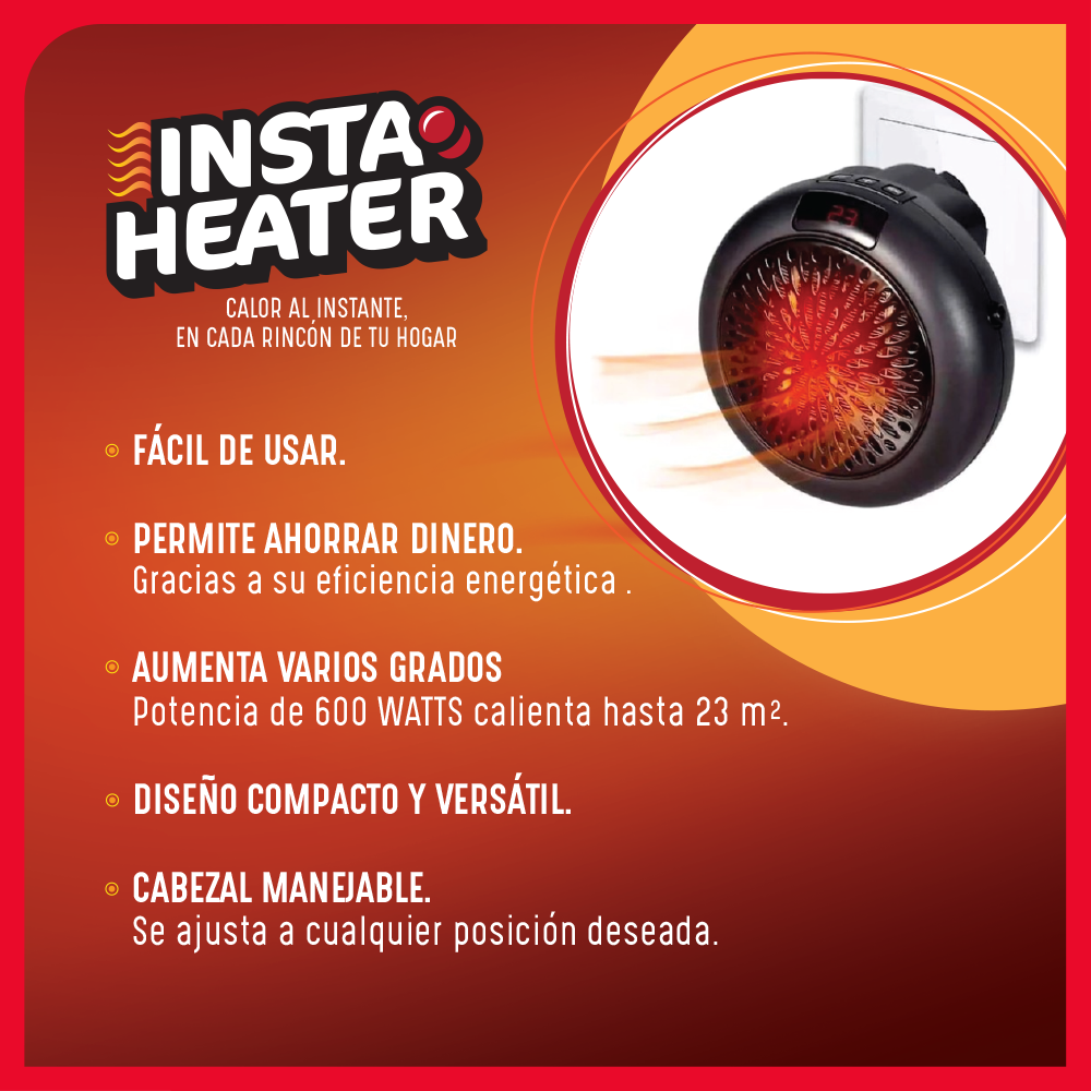 Insta Heater Calentador Electrico Portátil 600 Watts 1 Und