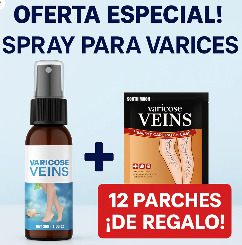 KIT Varicose Veins Spray para las Venas Varicosas + 12 Parches para Várices