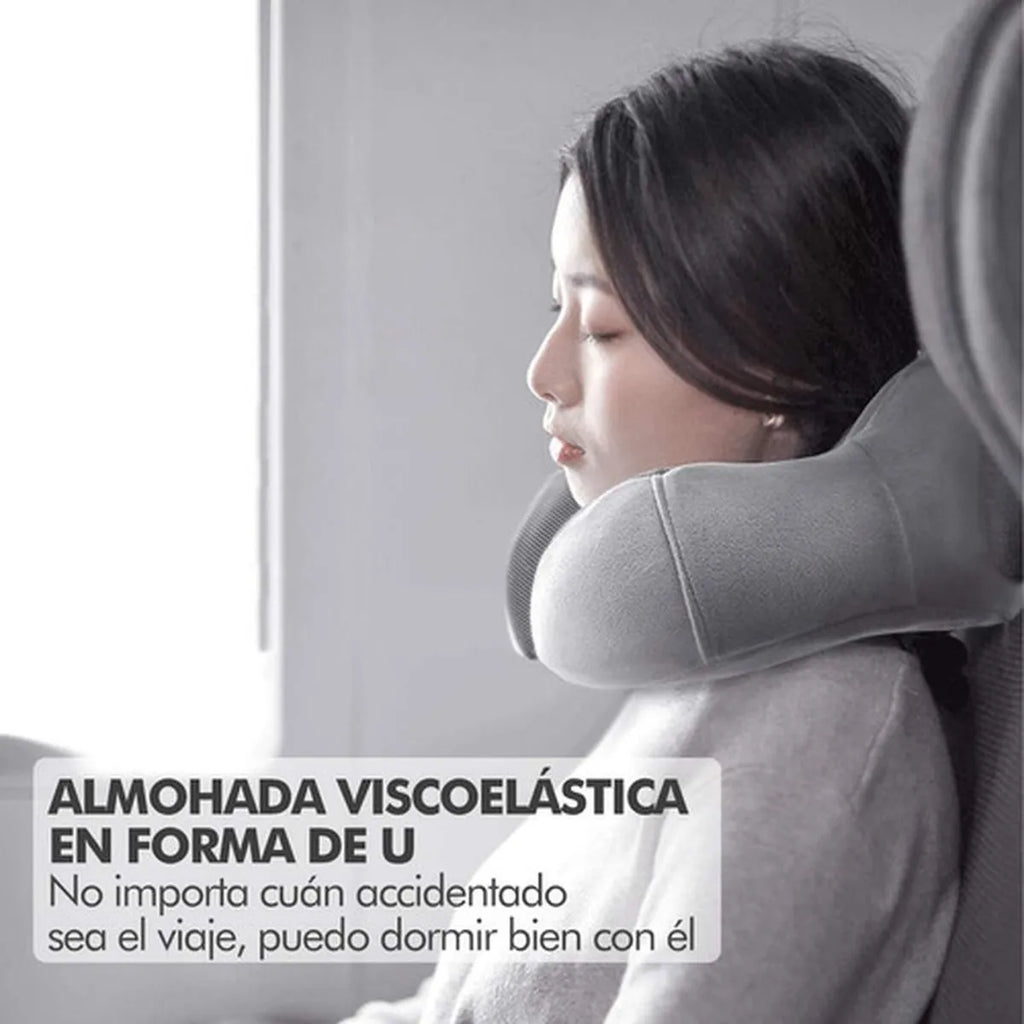 Almohada Cervical de Viaje Multifuncional Ajustable para el Cuello Gris