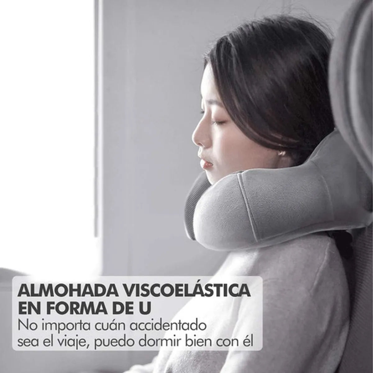 Almohada Cervical de Viaje Multifuncional Ajustable para el Cuello Gris
