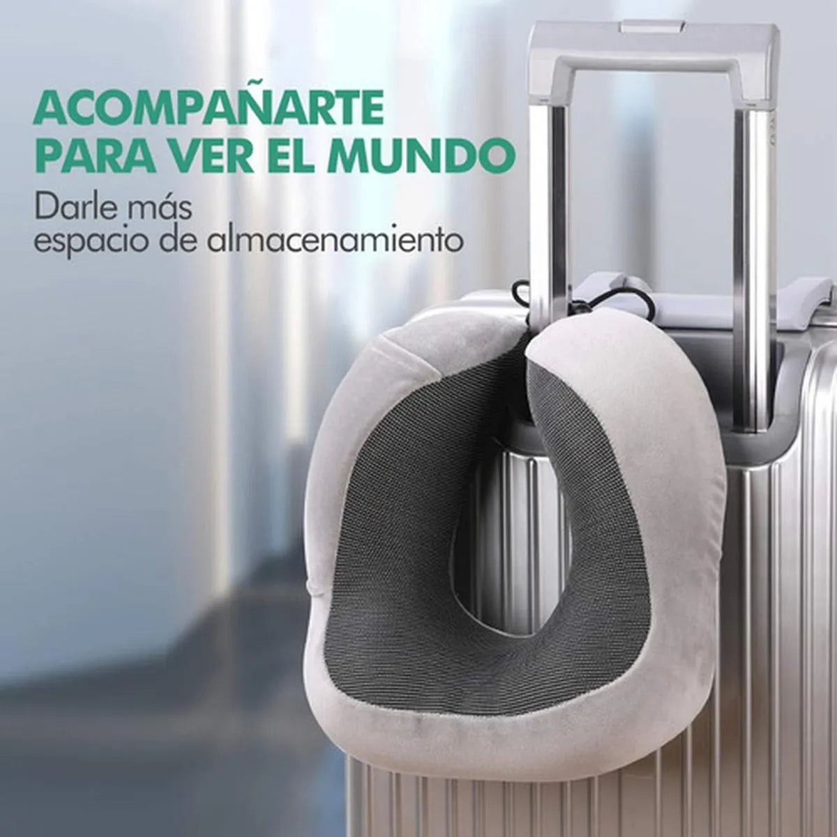 Almohada Cervical de Viaje Multifuncional Ajustable para el Cuello Gris