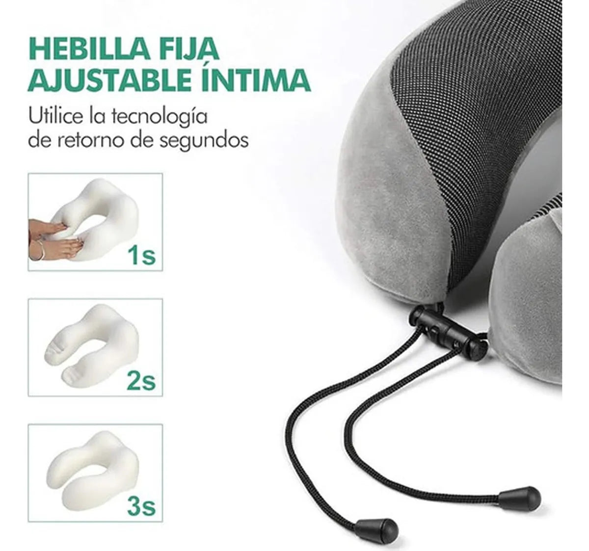 Almohada Cervical de Viaje Multifuncional Ajustable para el Cuello Gris