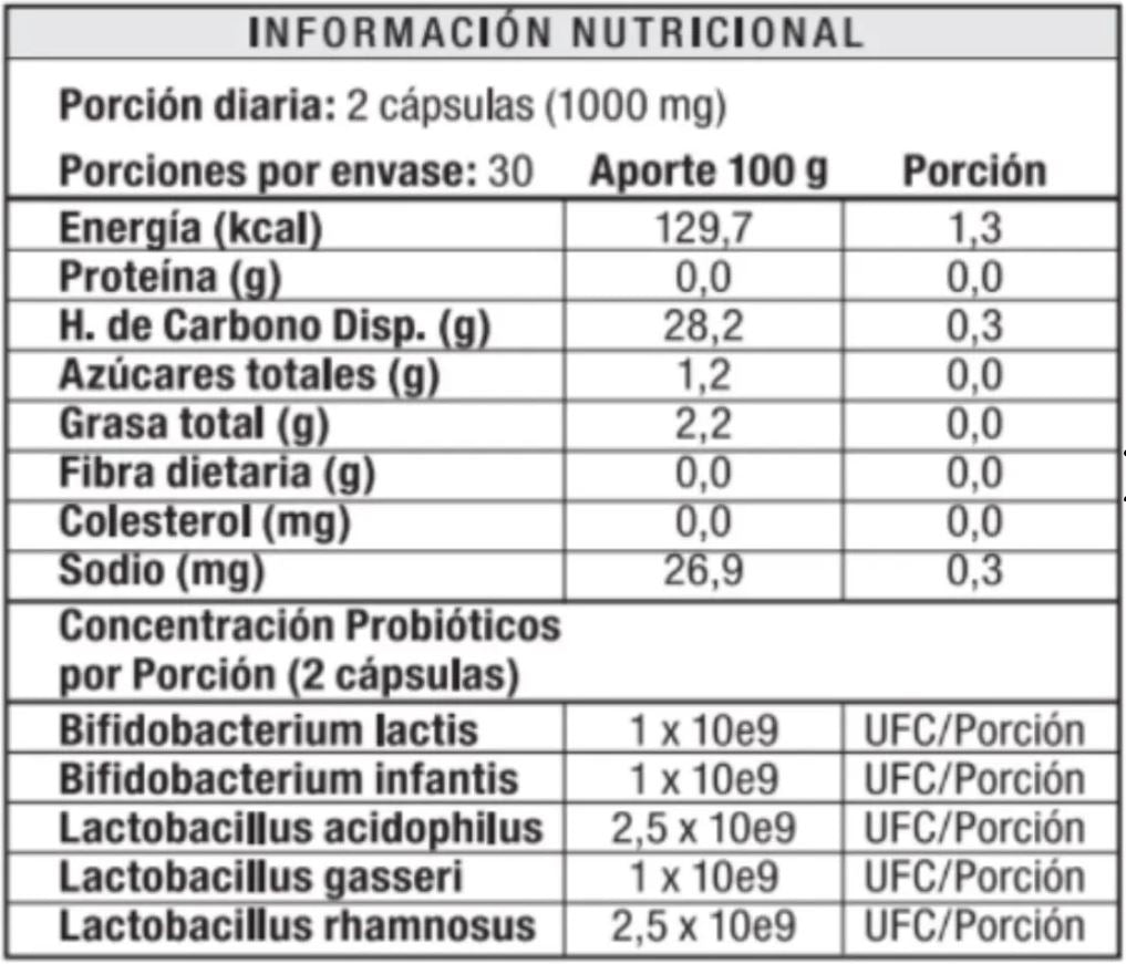 Bacterium Plus Complejo Natural Probiótico 60 Caps