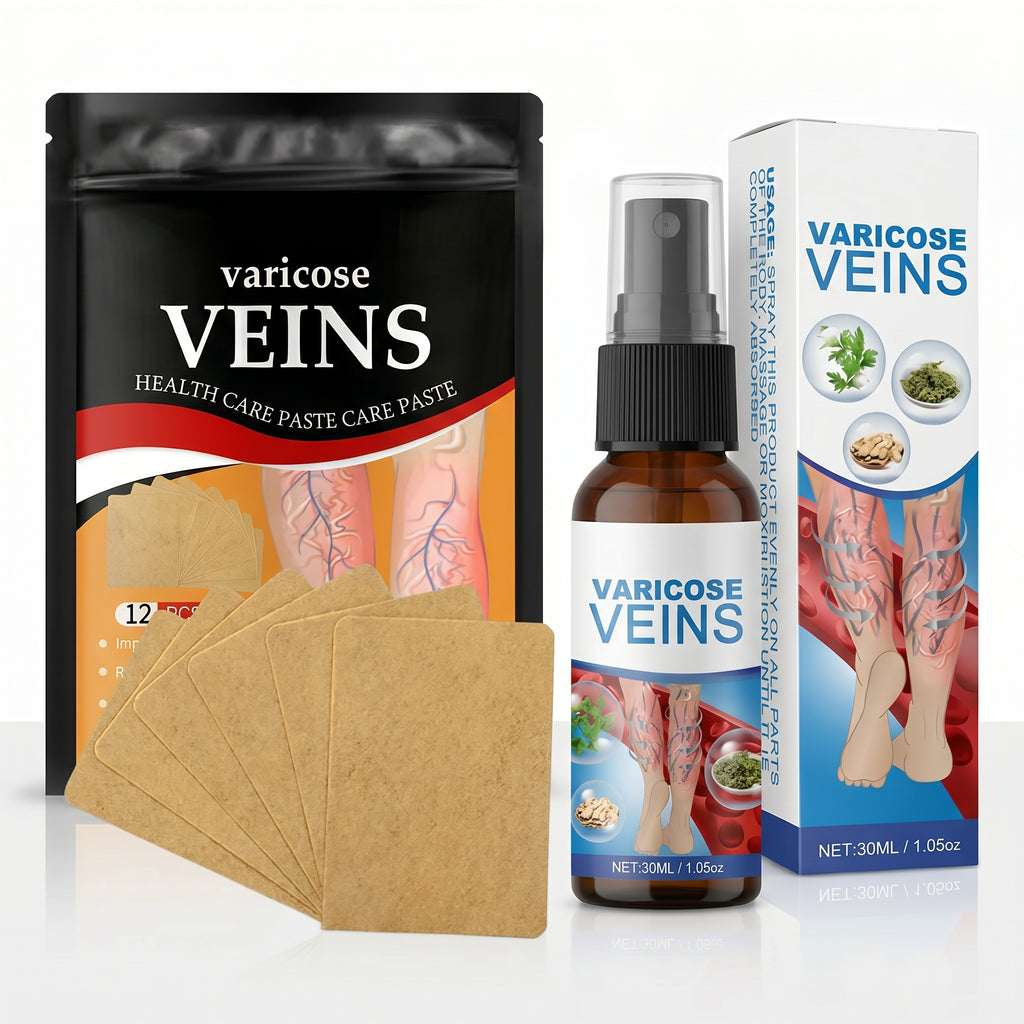 KIT Varicose Veins Spray para las Venas Varicosas + 12 Parches para Várices