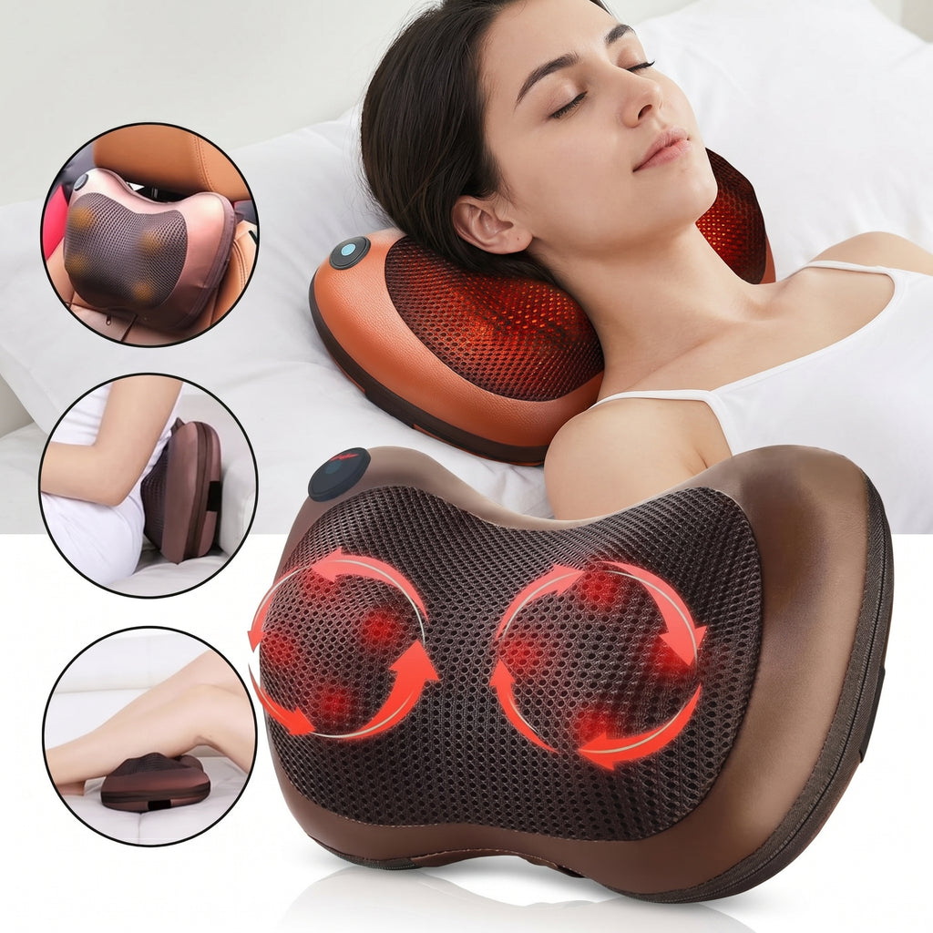 Masajeador de Almohada Doble Hélice Eléctrico Lumbar Cuello y Espalda