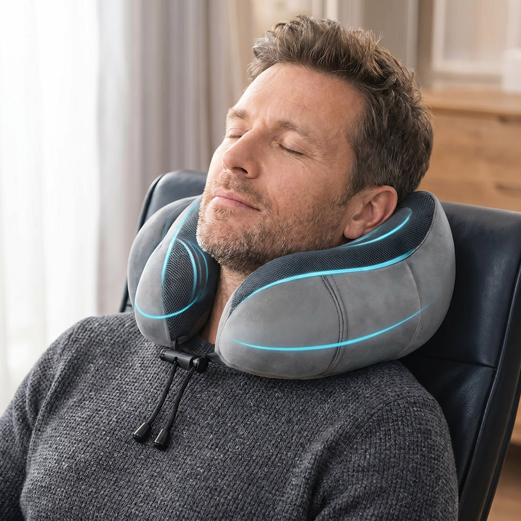 Almohada Cervical de Viaje Multifuncional Ajustable para el Cuello Gris