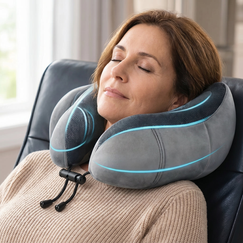 Almohada Cervical de Viaje Multifuncional Ajustable para el Cuello Gris
