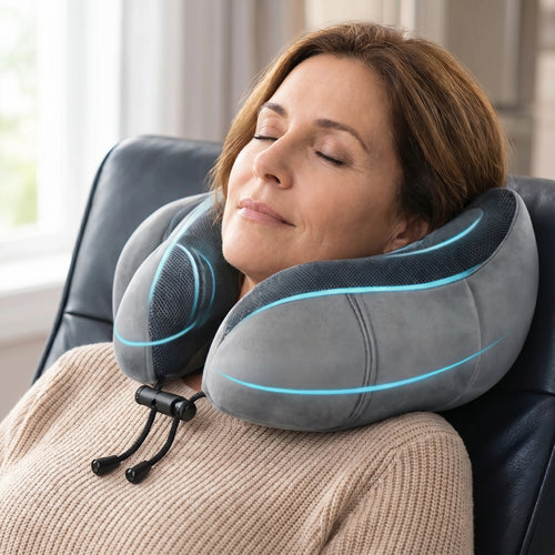 Almohada Cervical de Viaje Multifuncional Ajustable para el Cuello Gris