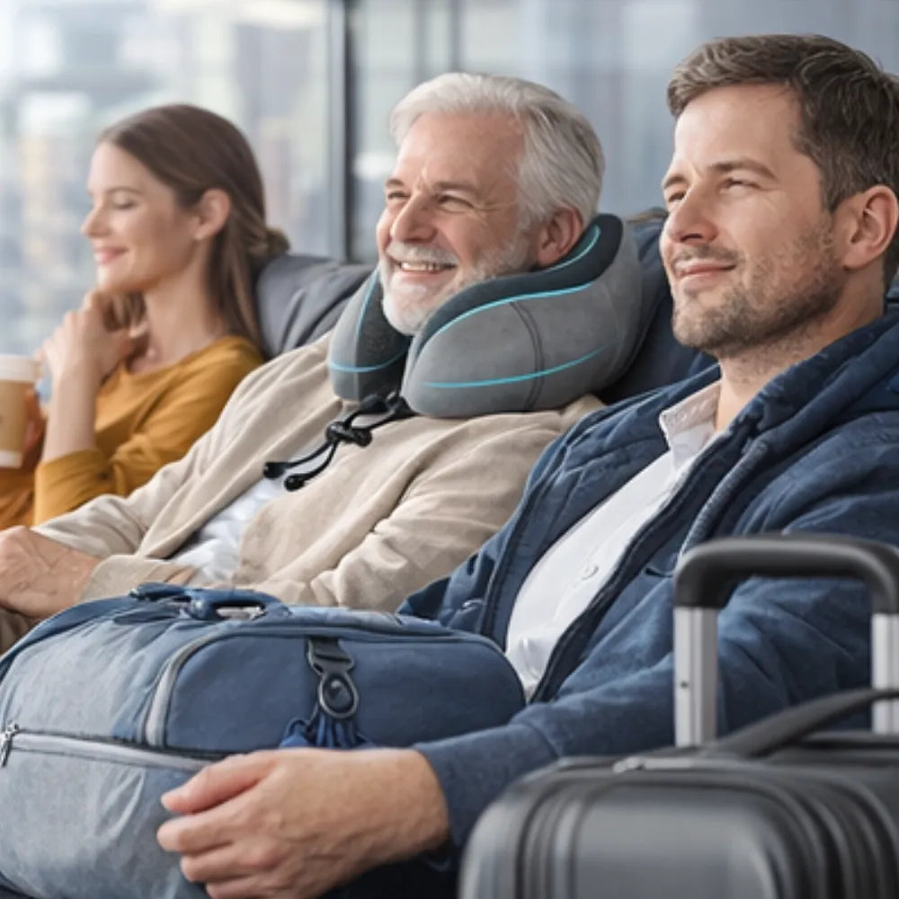 Almohada Cervical de Viaje Multifuncional Ajustable para el Cuello Gris