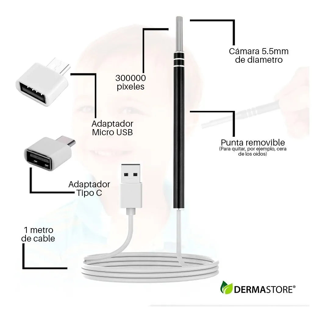 Otoscopio Digital Removedor de Cera