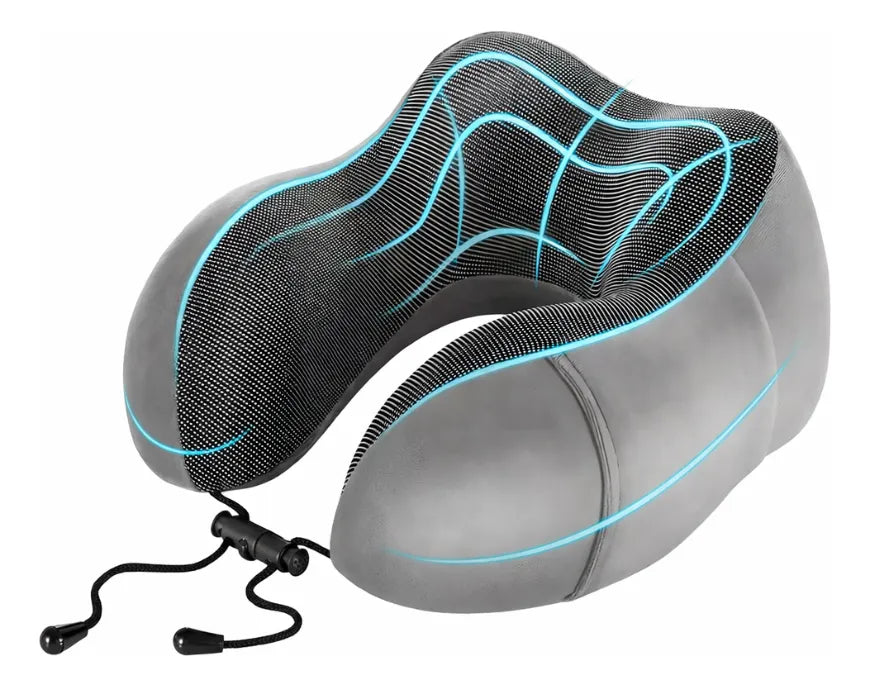 Almohada Cervical de Viaje Multifuncional Ajustable para el Cuello Gris
