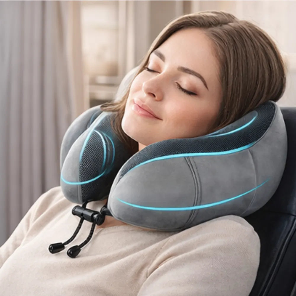 Almohada Cervical de Viaje Multifuncional Ajustable para el Cuello Gris