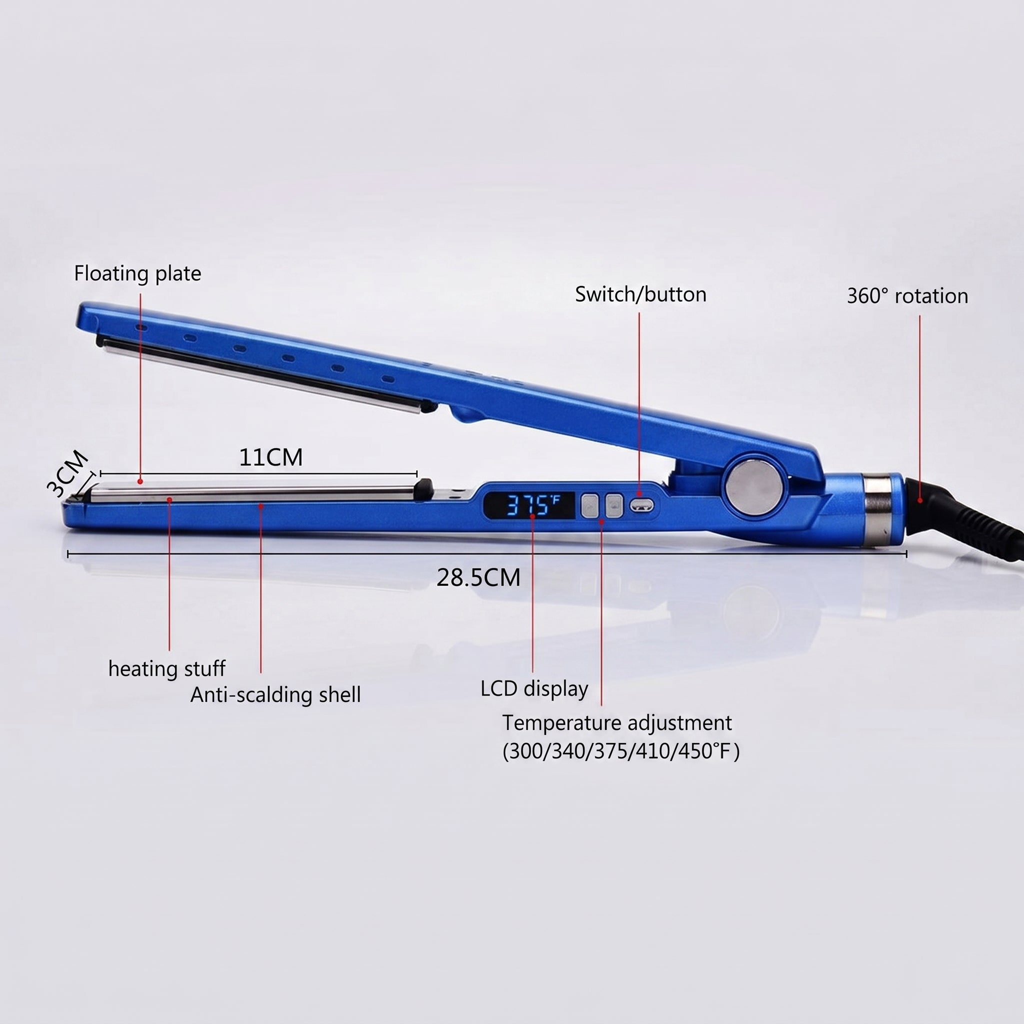 Kit de Plancha de Cabello, Rizadora y Peine