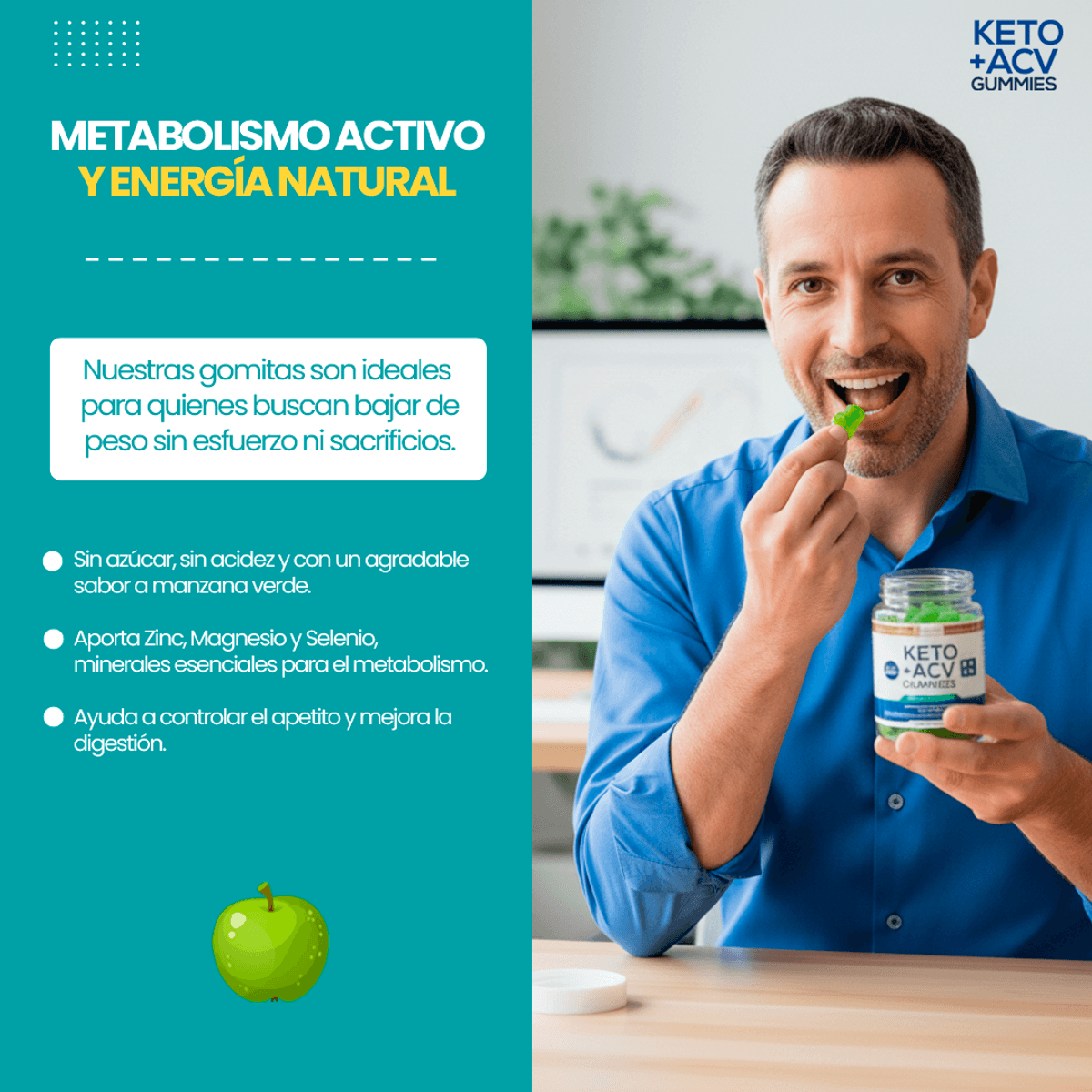 Keto Plus 60 Gomitas Vinagre de Manzana Quema Grasa