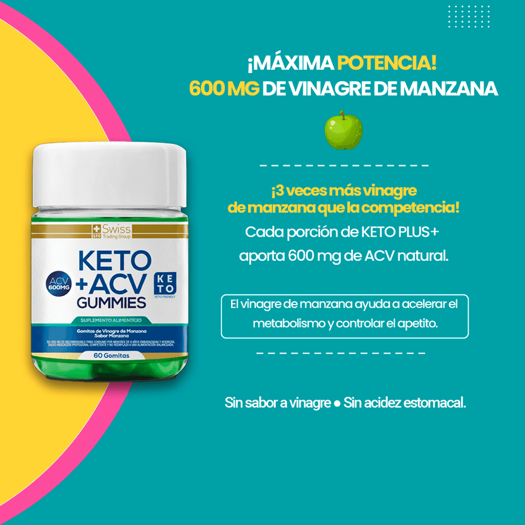 Keto Plus 60 Gomitas Vinagre de Manzana Quema Grasa Sin Azúcar