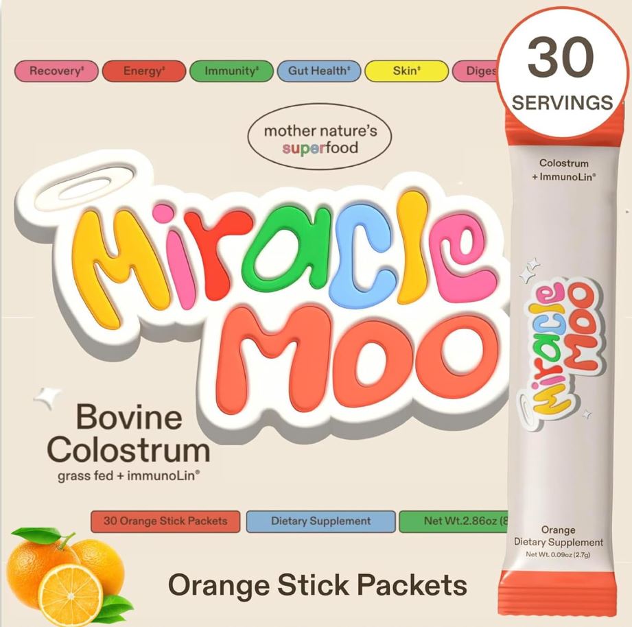 Miracle Moo - Calostro Bovinos Orange Stick Packets 30 Sobres