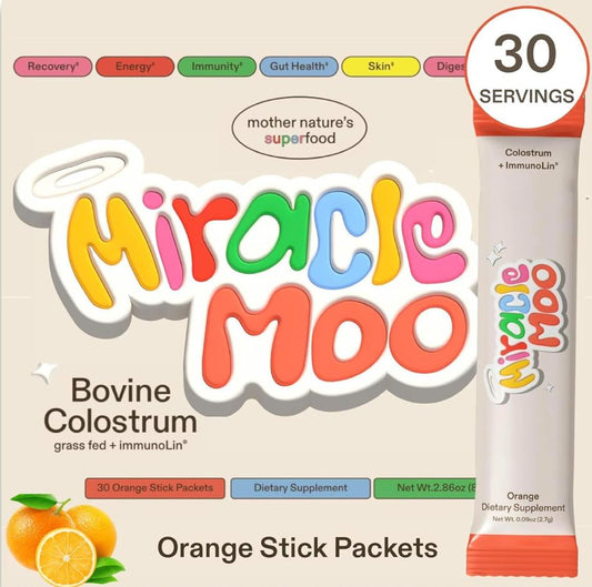 Miracle Moo - Calostro Bovinos Orange Stick Packets 30 Sobres