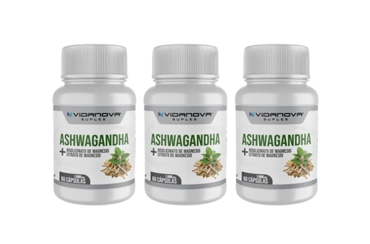 Pack X3 Ashwagandha + Magnesio 1000 mg - Frasco de 60 cápsulas original