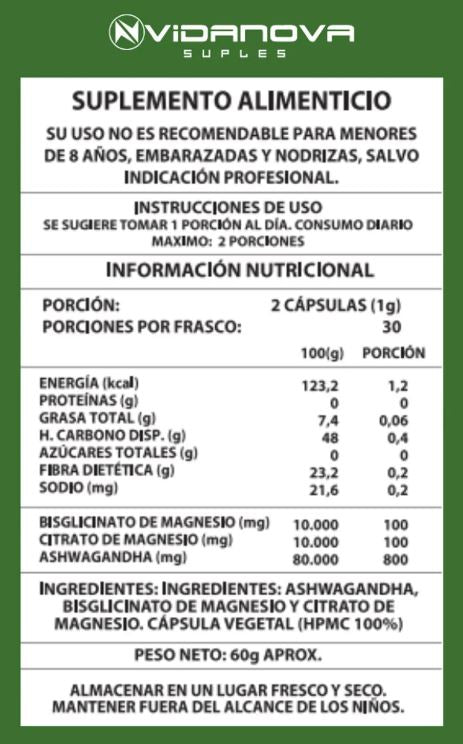 Pack X3 Ashwagandha + Magnesio 1000 mg - Frasco de 60 cápsulas original