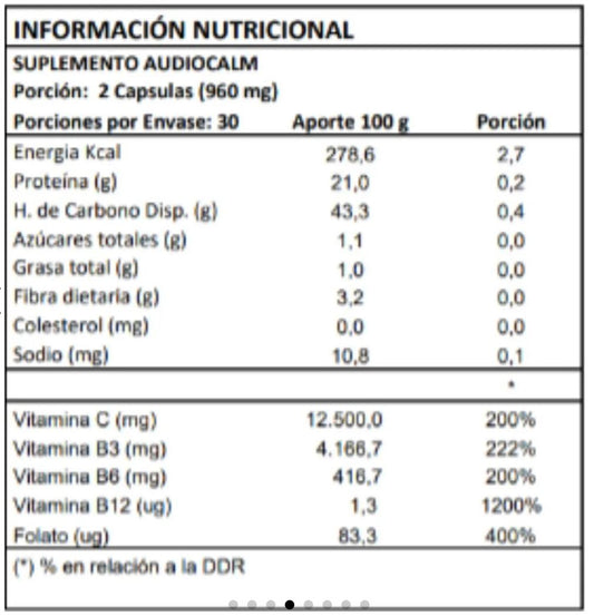 Audio Calm Alivio para Tinnitus y Zumbidos 60 Cápsulas Original