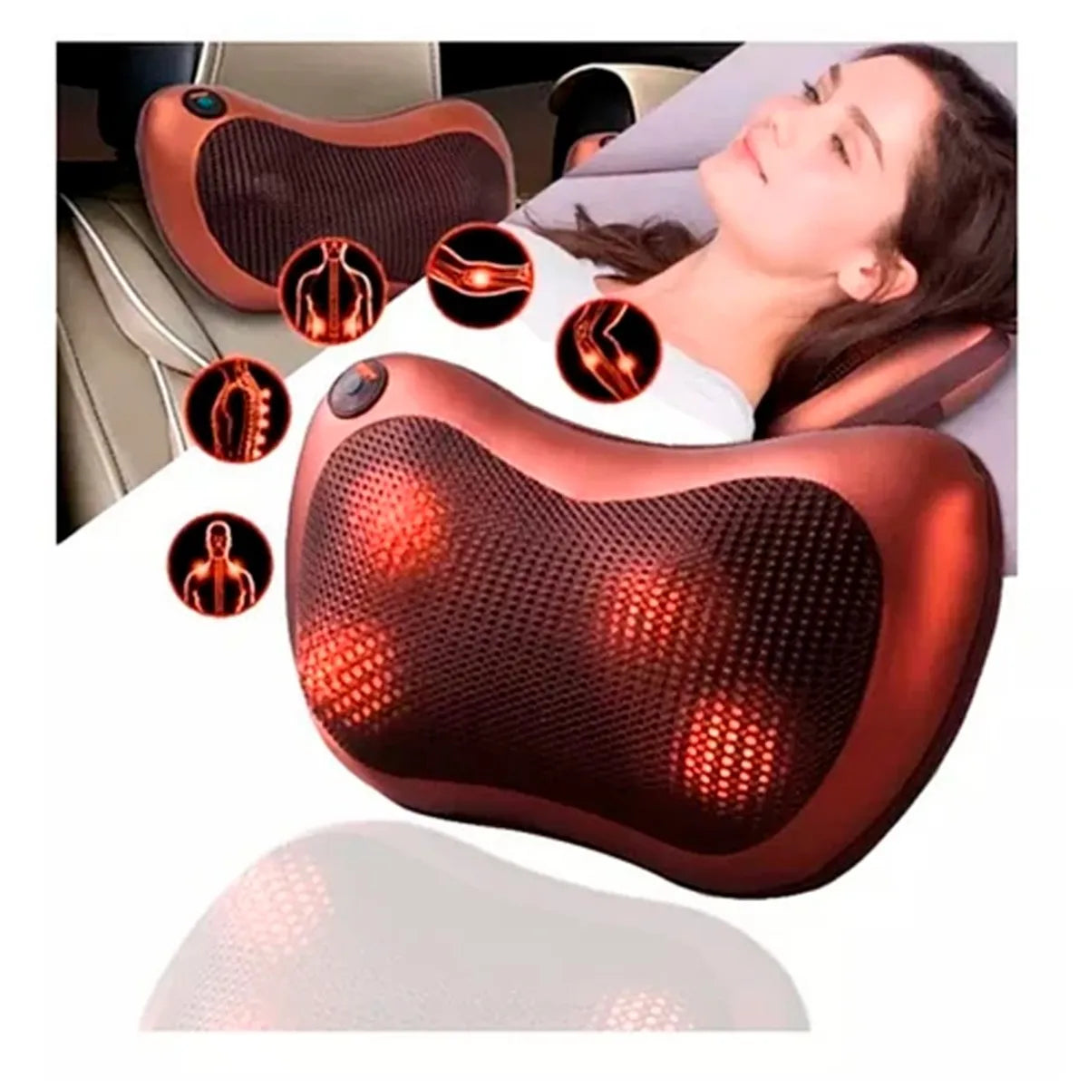 Masajeador de Almohada Doble Hélice Eléctrico Lumbar Cuello y Espalda