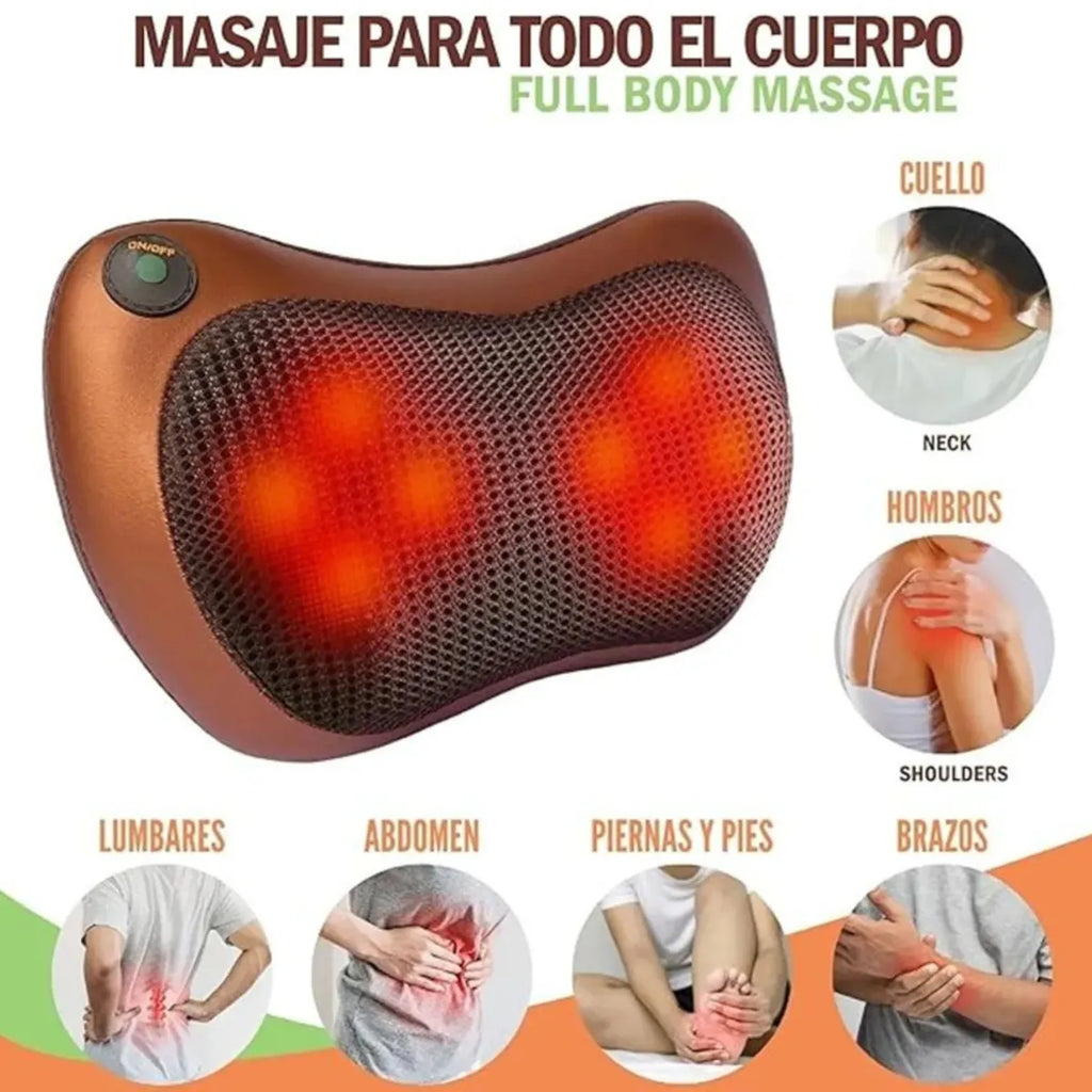 Masajeador de Almohada Doble Hélice Eléctrico Lumbar Cuello y Espalda
